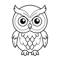 Cute vector illustration Owl for kids coloring activity page