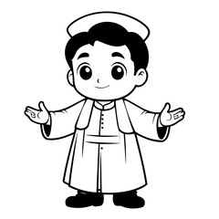 Cute vector illustration Clergyman doodle for toddlers coloring activity