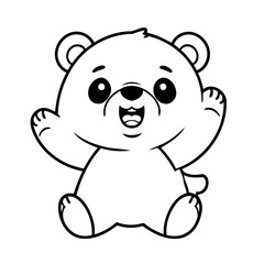 Vector illustration of a cute Bear drawing for colouring page