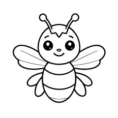 Cute vector illustration Bee doodle black and white for kids page