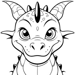 Cute vector illustration Dragon for toddlers colouring page