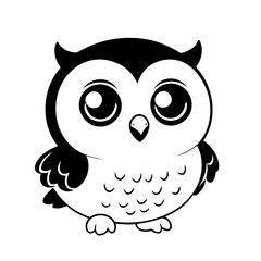 Cute vector illustration Owl doodle black and white for kids page