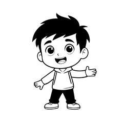 Vector illustration of a cute Boy drawing for kids page