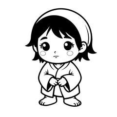 Simple vector illustration of Beggar drawing for kids colouring activity