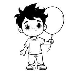 Cute vector illustration Boy drawing for kids page
