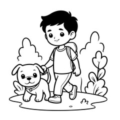 Vector illustration of a cute Boy doodle for toddlers worksheet