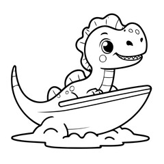 Vector illustration of a cute Dino doodle for kids colouring page