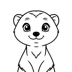 Cute vector illustration Meerkat doodle black and white for kids page