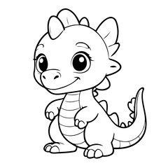 Cute vector illustration Dragon doodle for kids colouring page