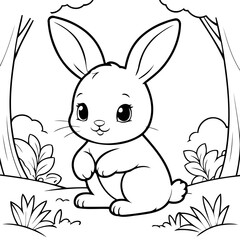Cute vector illustration Bunny for children colouring activity