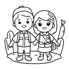 Cute vector illustration Couple for children colouring activity