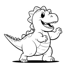 Vector illustration of a cute Dino drawing colouring activity