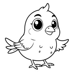 Vector illustration of a cute Bird doodle for kids colouring page