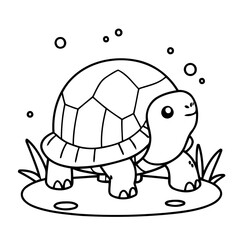Cute vector illustration Turtle hand drawn for kids page