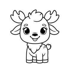 Simple vector illustration of Moose drawing for toddlers coloring activity