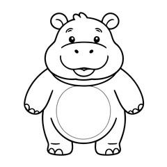 Cute vector illustration Hippo for kids colouring page