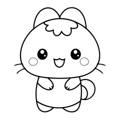 Cute vector illustration Kawaii doodle for toddlers colouring page