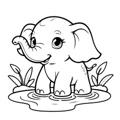 Cute vector illustration Elephant doodle for children worksheet