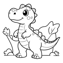 Simple vector illustration of Dino doodle for toddlers worksheet