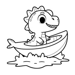 Cute vector illustration Dino for kids coloring activity page