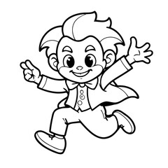 Vector illustration of a cute Joker drawing for colouring page