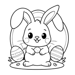 Cute vector illustration Bunny for toddlers colouring page