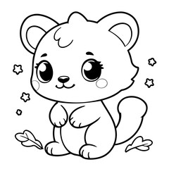 Vector illustration of a cute Kawaii doodle for toddlers worksheet
