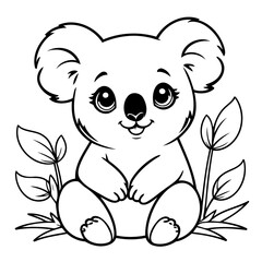 Cute vector illustration Koala colouring page for kids