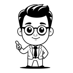 Vector illustration of a cute Man doodle for kids colouring page