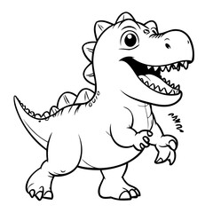Simple vector illustration of Dino hand drawn for kids page