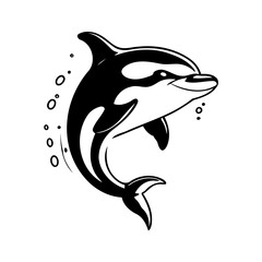 Cute vector illustration orca hand drawn for kids coloring page