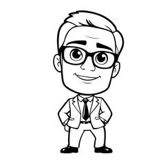Vector illustration of a cute Man doodle drawing for kids page
