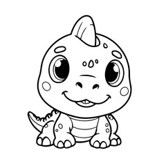 Cute vector illustration Dino hand drawn for kids coloring page