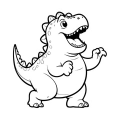 Simple vector illustration of Dino for toddlers colouring page