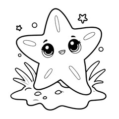 Cute vector illustration StarFish hand drawn for kids page