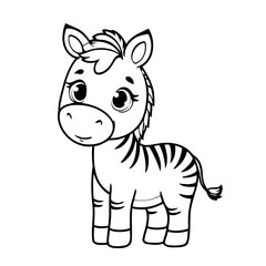 Cute vector illustration Zebra doodle for toddlers colouring page