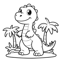 Vector illustration of a cute Dino drawing for toddlers book
