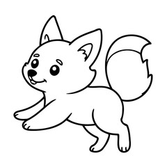 Simple vector illustration of Coyote drawing for kids colouring page