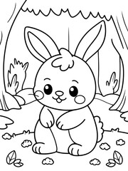 Vector illustration of a cute bunny doodle colouring activity for kids