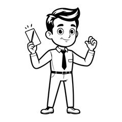 Cute vector illustration Man drawing for kids colouring page