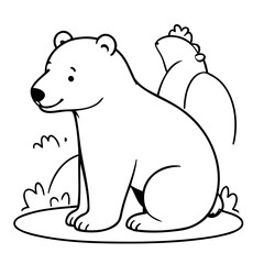 Cute vector illustration Polarbear drawing for kids colouring page