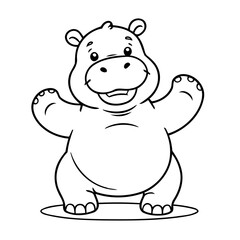 Simple vector illustration of Hippo doodle for toddlers worksheet