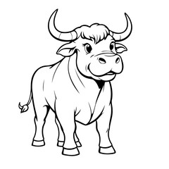 Cute vector illustration Bull colouring page for kids
