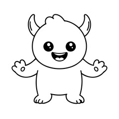 Simple vector illustration of Monster drawing for toddlers coloring activity