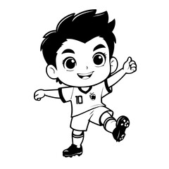 Simple vector illustration of SoccerPlayer drawing colouring activity
