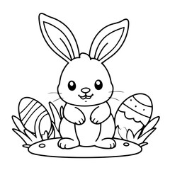 Cute vector illustration Bunny drawing for kids colouring page