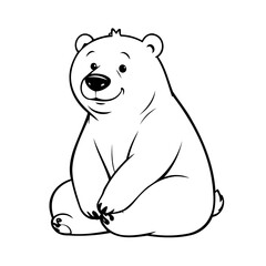 Vector illustration of a cute Polarbear drawing for toddlers colouring page