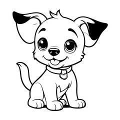 Cute vector illustration Puppy doodle for toddlers coloring activity
