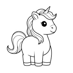 Cute vector illustration Unicorn colouring page for kids