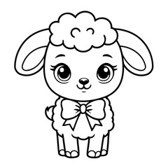 Simple vector illustration of Sheep outline for colouring page